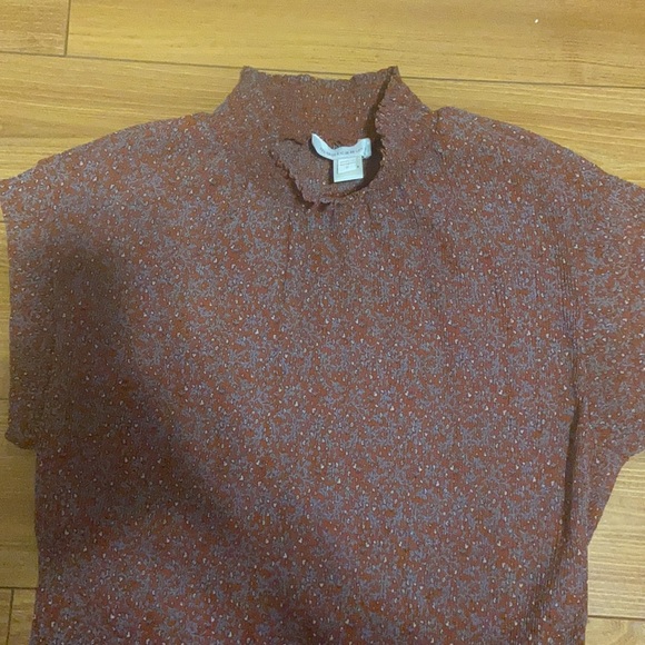 Monteau Mock Neck Sheer Floral Blouse - Picture 5 of 5